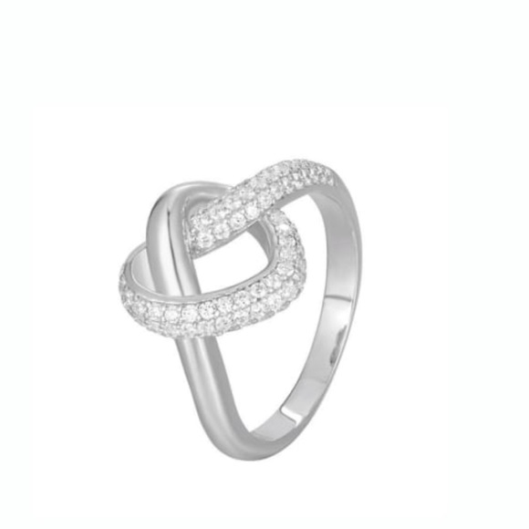 Solid 925 Sterling Silver Heart knot Ring - Picture 4 of 7